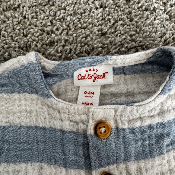 Cat & Jack Baby Boy Spring Outfit striped Shirt Brown Shorts Size 0-3 Months - Picture 3 of 6